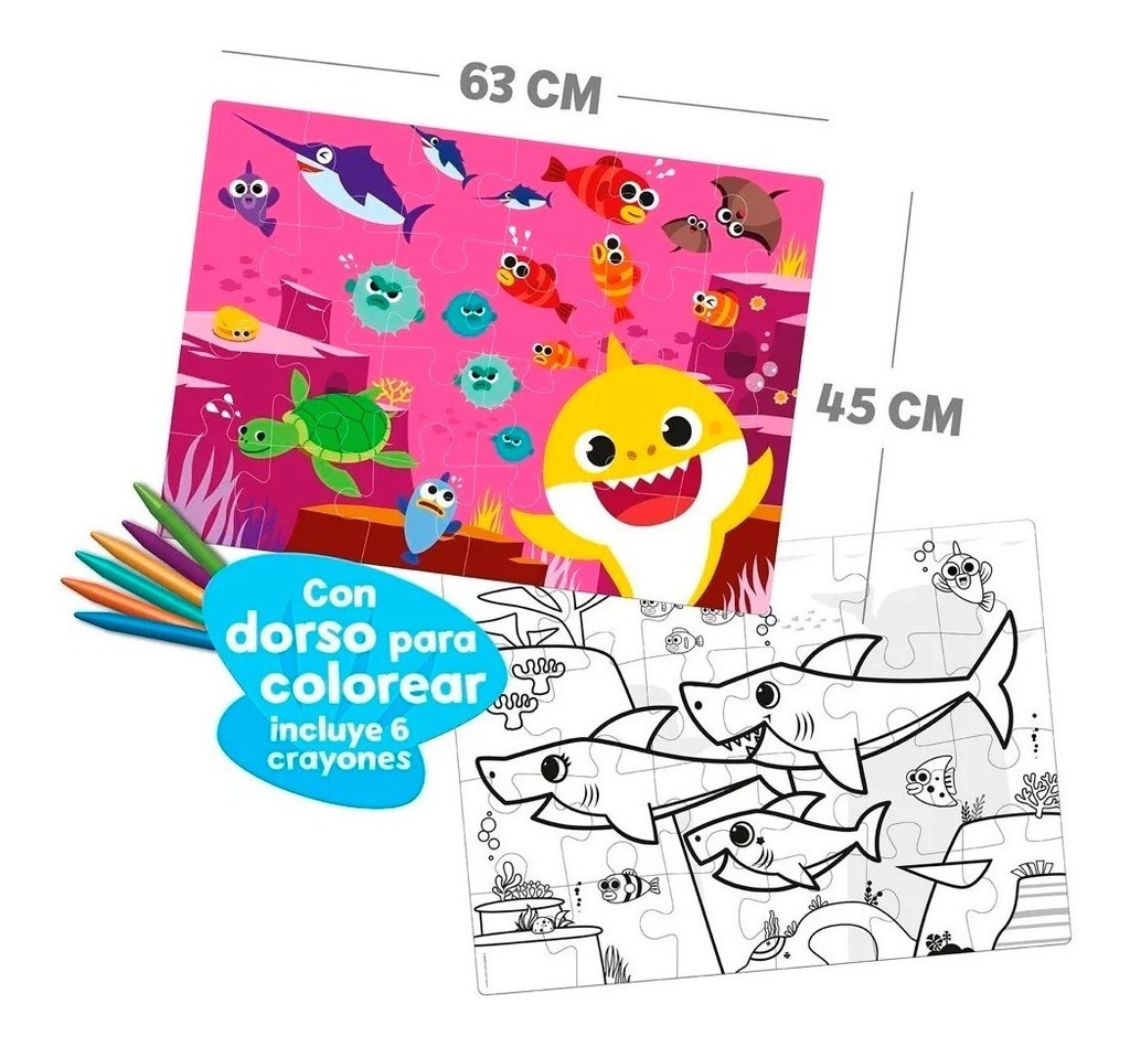PUZZLE MAGIC MAKERS BABY SHARK BBS100 GIGANTE PARA COLOREAR