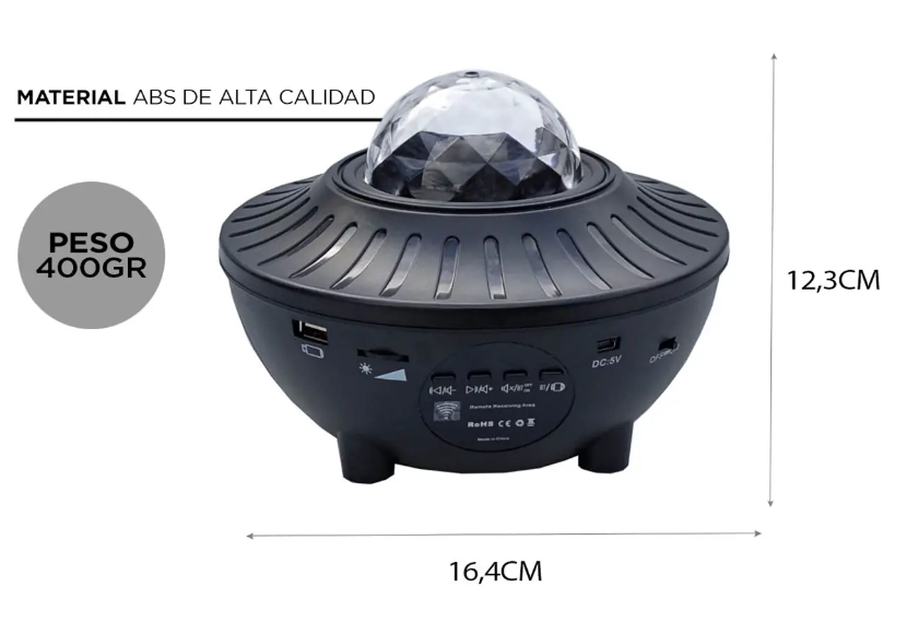 VELADOR GADNIC LUPA PROYECTOR + PARLANTE  BLUETOOTH