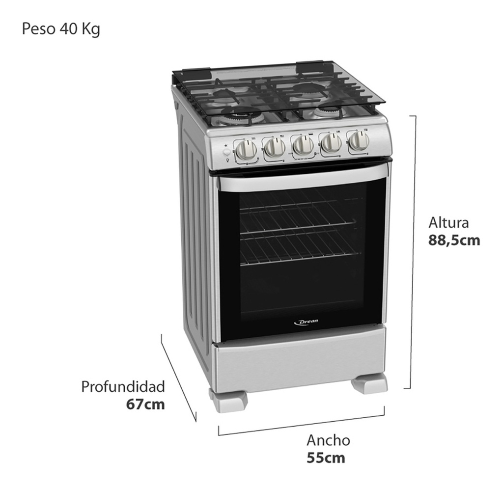 COCINA DREAN CD5507AI 55CM ACERO INOXIDABLE