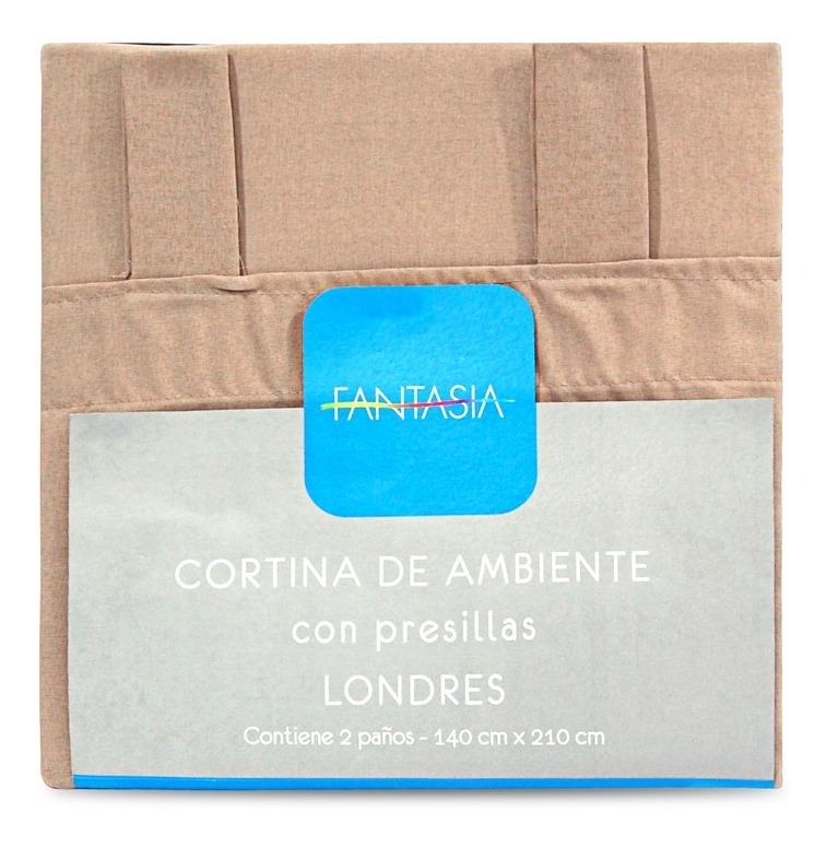 CORTINAS FANTASIA TROPICAL LISA SIN BOTON C/PRESILLAS BEIGE