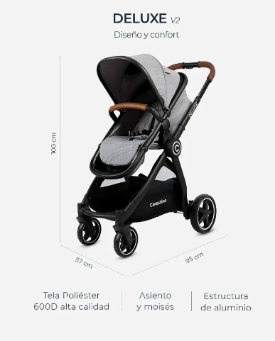 COCHE CARESTINO DELUXE V2 CO007 V2 GR GRIS C/ ACCESORIOS