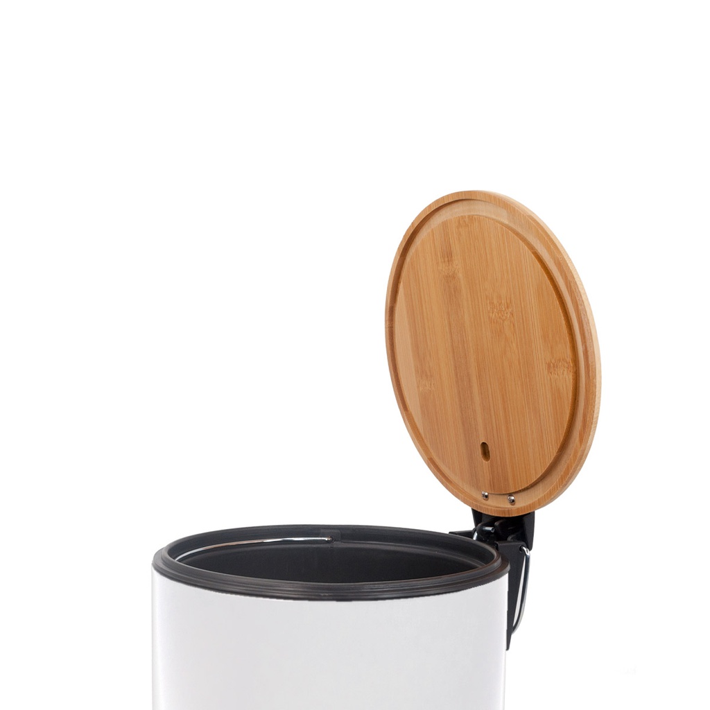 CESTO VONNE CCRI 5LBB ACERO BLANCO TAPA BAMBU 5L
