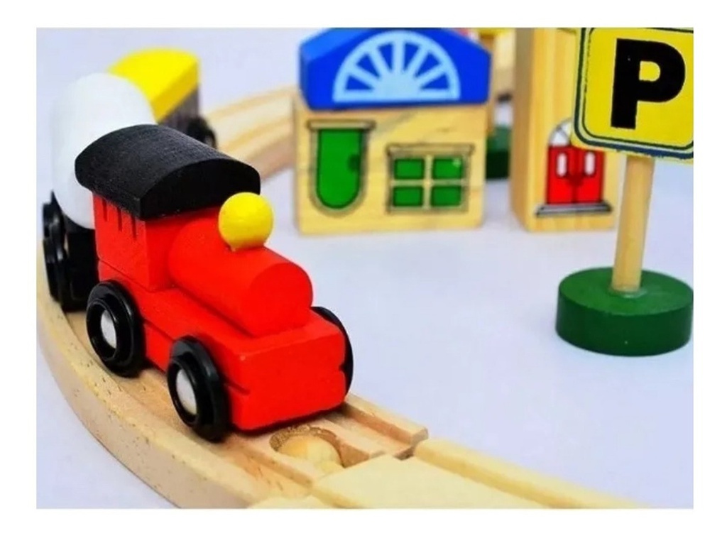 JUGUETE CUBETA PISTA DE TRENES DE MADERA MT08736