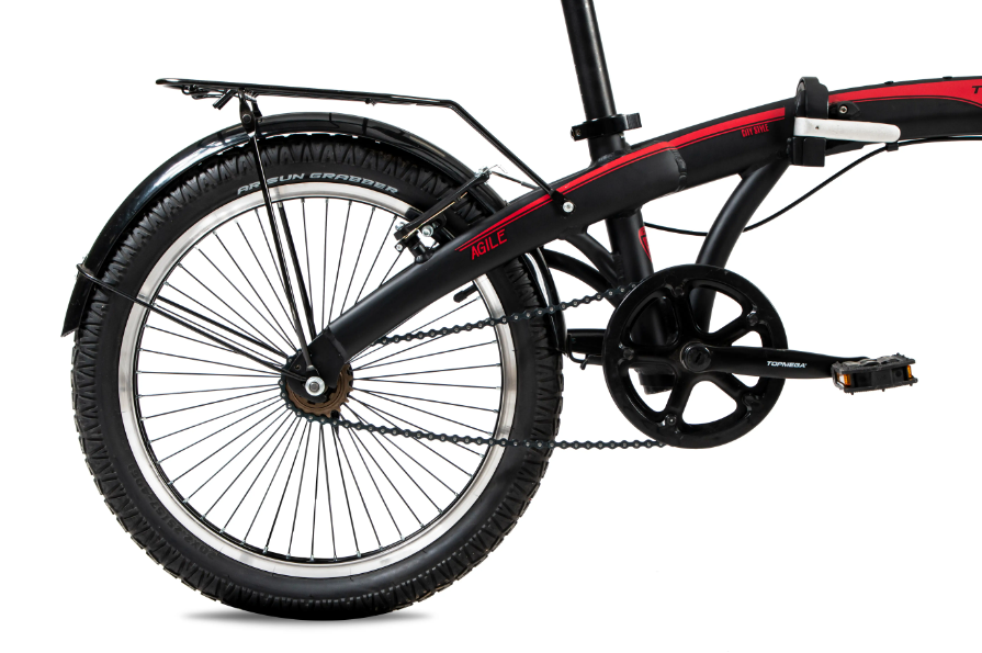BICICLETA TOP MEGA PLEGABLE AGILE CITY 20" NEGRO ROJO