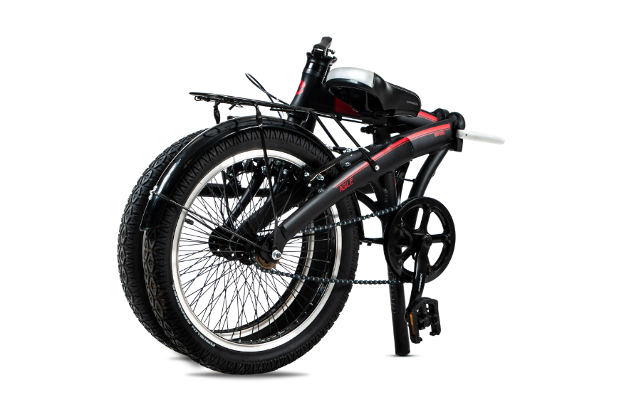 BICICLETA TOP MEGA PLEGABLE AGILE CITY 20" NEGRO ROJO