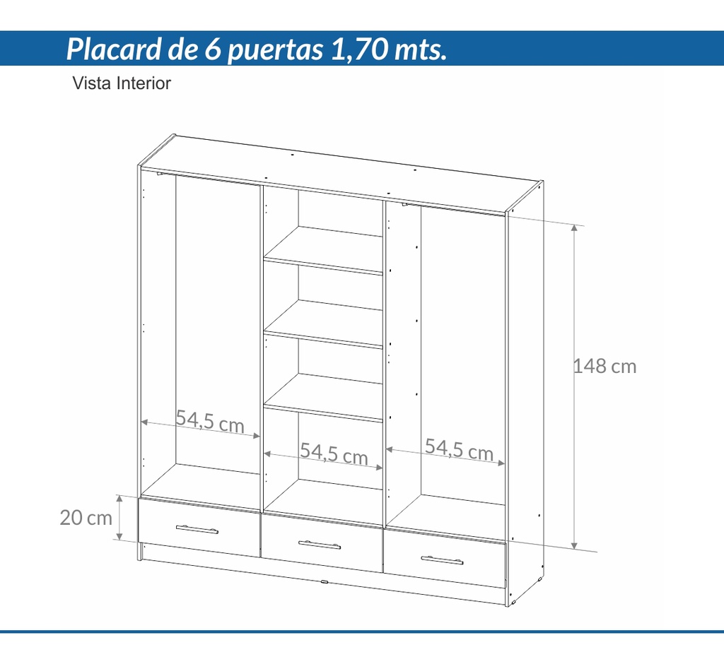 PLACARD PIRO DPB170:4 1.70 ECO 6 PUERTAS ABEDUL