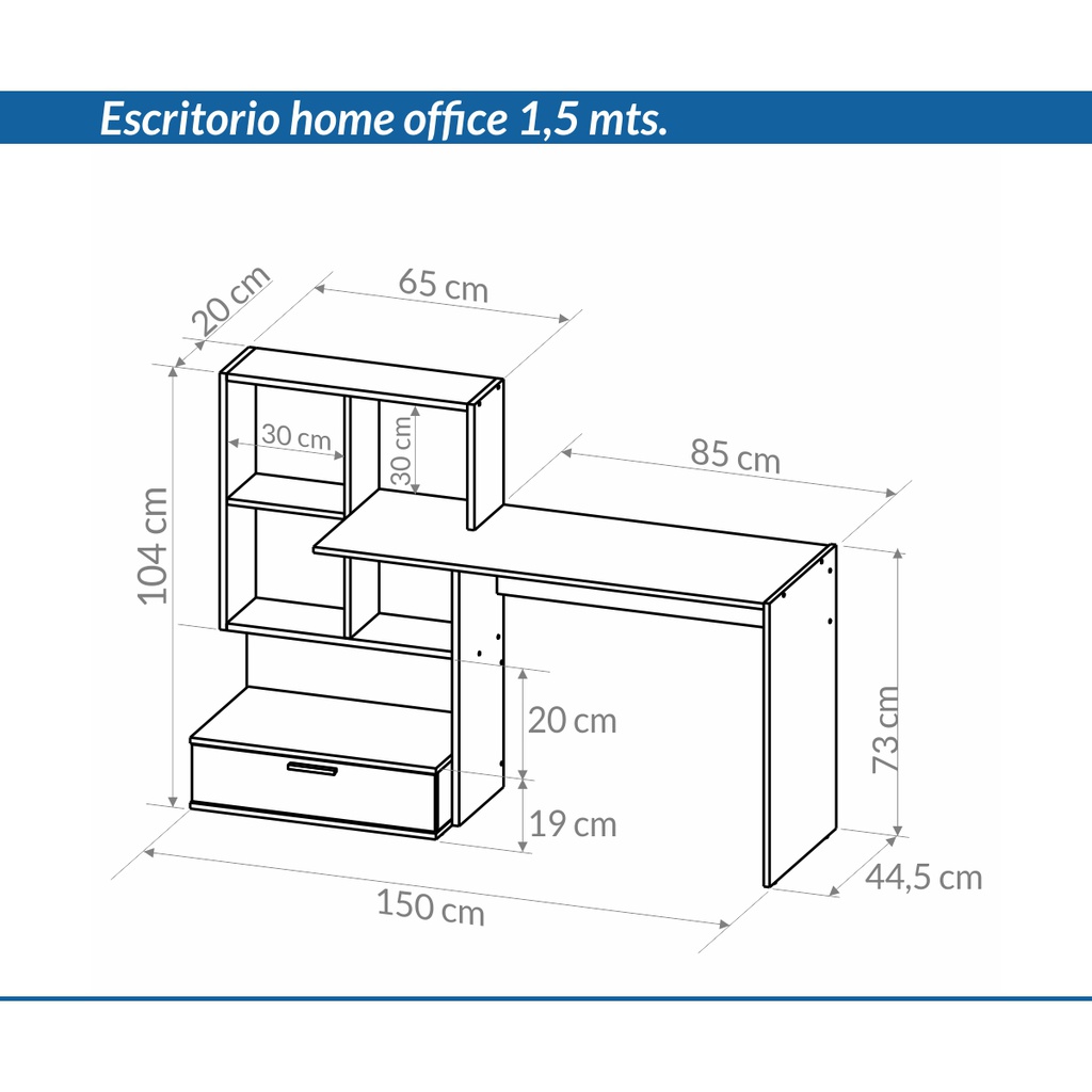 ESCRITORIO PIRO OES105 1.50 BLANCO/HAYA