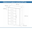 CHIFONIER PIRO DCM087:47 C/PERCHERO ABEDUL