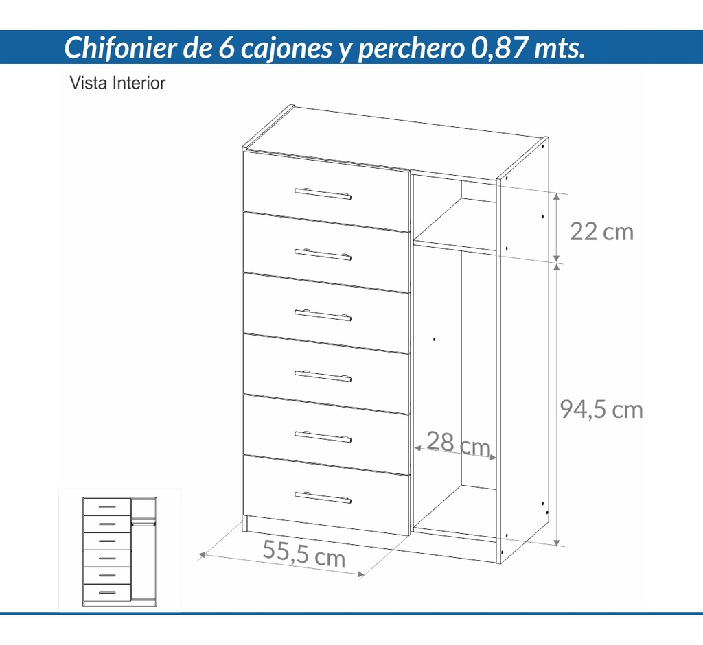 CHIFONIER PIRO DCM087:47 C/PERCHERO ABEDUL