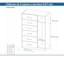 CHIFONIER PIRO DCM087:47 C/PERCHERO ABEDUL