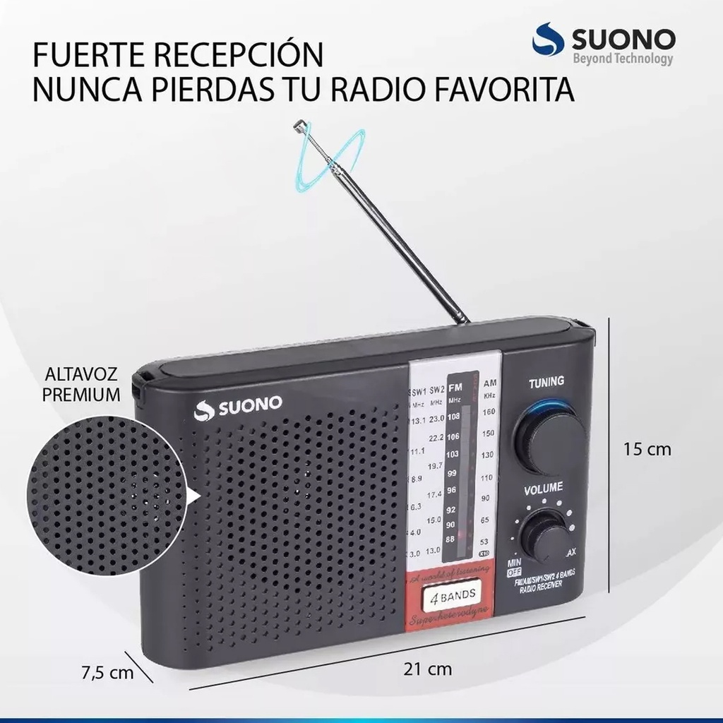 Radio Portatil Suono Ayv01234 Am Fm Color Negro