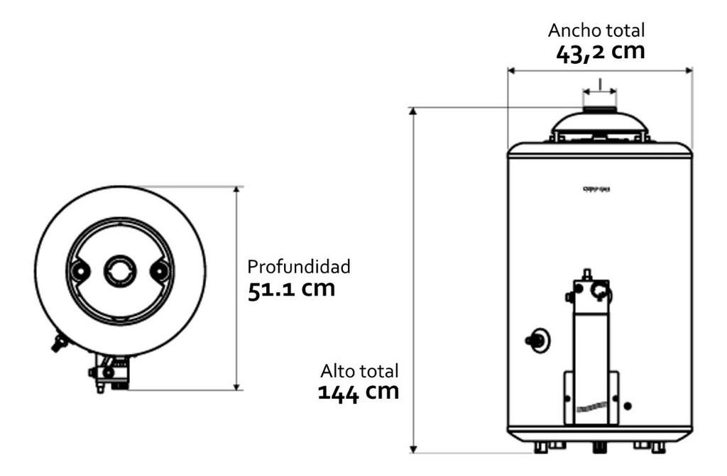 Termotanque Multigas Coppens 120l Conexion Superior Blanco