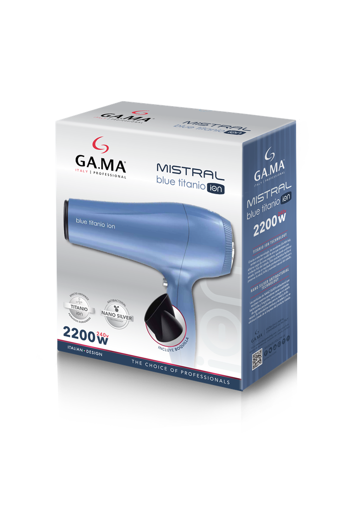 SECADOR DE CABELLO GA.MA MISTRAL BLUE TITANIO