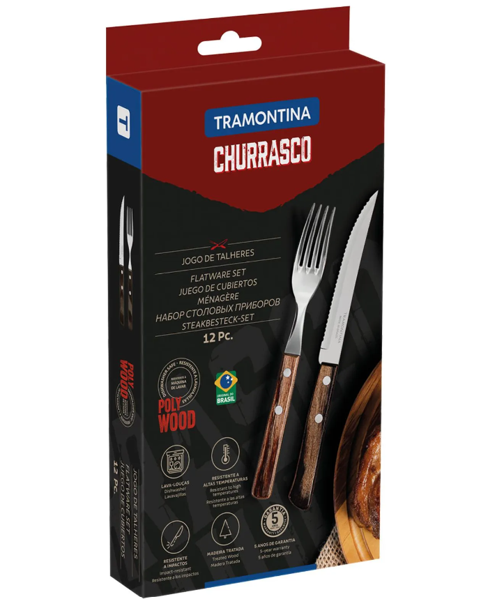 JUEGO DE CUBIERTOS TRAMONTINA 12 PZ. P/CHURRASCO 21199/911
