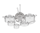 BATERIA DE COCINA TRAMONTINA GRANO DE AC. INOX. TRIPLE FONDO 7 PZ.