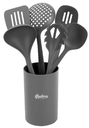 SET DE SEIS UTENSILIOS HUDSON UT48G NYLON GRIS OSCURO C/HOLDER