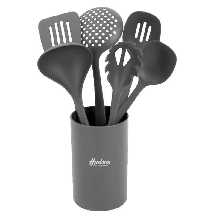 SET DE SEIS UTENSILIOS HUDSON UT48G NYLON GRIS OSCURO C/HOLDER