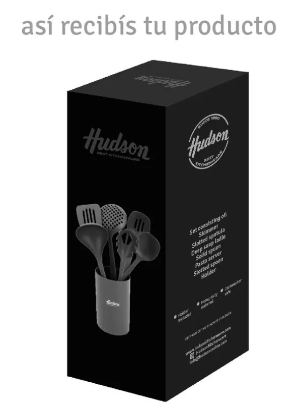 SET DE SEIS UTENSILIOS HUDSON UT48G NYLON GRIS OSCURO C/HOLDER