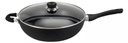 CACEROLA WOK HUDSON CC32SF DE ALUMINIO C/ANTIADHERENTE Y TAPA CRISTAL 32 CM