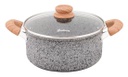 CACEROLA HUDSON FGRA07 DE ALUMINIO FORJADO 24CM C/ANTIADH. GRANITO Y TAPA DE CRISTAL