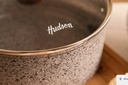CACEROLA HUDSON FGRA07 DE ALUMINIO FORJADO 24CM C/ANTIADH. GRANITO Y TAPA DE CRISTAL
