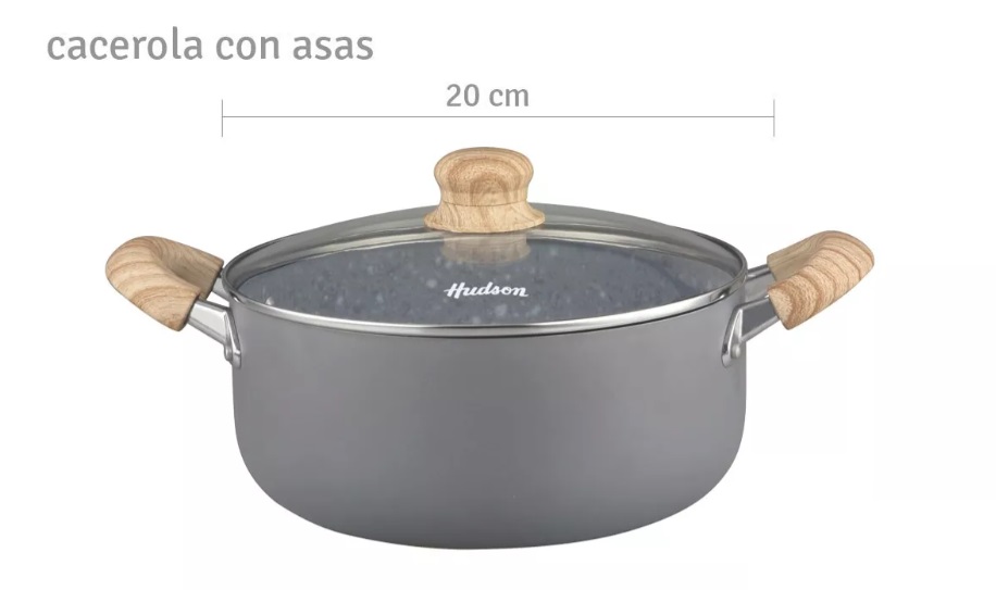 CACEROLA DE ALUMINIO HUDSON C/ANTIADHERENTE GRANITO 20CM GRA05