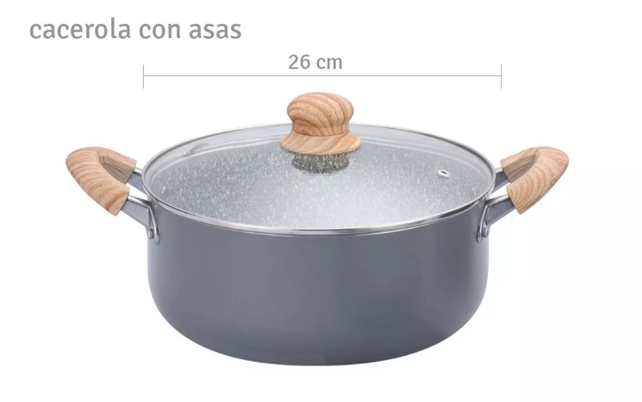 CACEROLA HUDSON GRA08 DE ALUMINIO C/ANTIADHERENTE GRANITO 26 CM