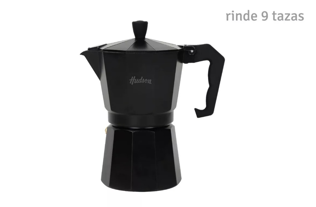 CAFETERA HUDSON M011 DE ALUMINIO TOTAL BLACK ITALIANA INDUCCIÓN 9 TAZAS