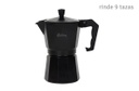 CAFETERA HUDSON M011 DE ALUMINIO TOTAL BLACK ITALIANA INDUCCIÓN 9 TAZAS