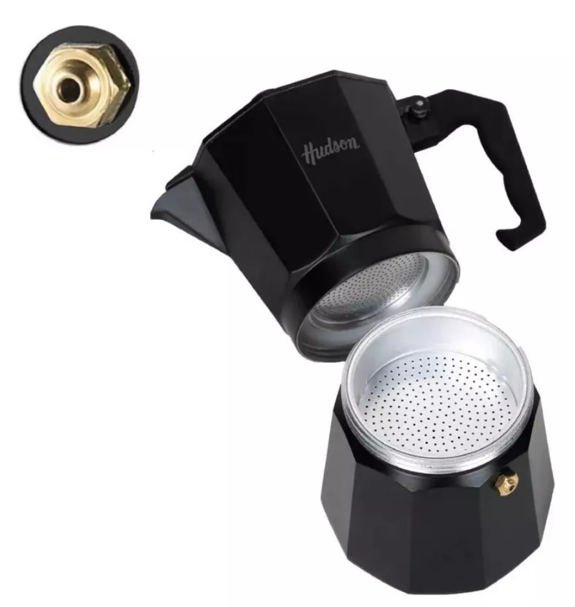 CAFETERA HUDSON M011 DE ALUMINIO TOTAL BLACK ITALIANA INDUCCIÓN 9 TAZAS