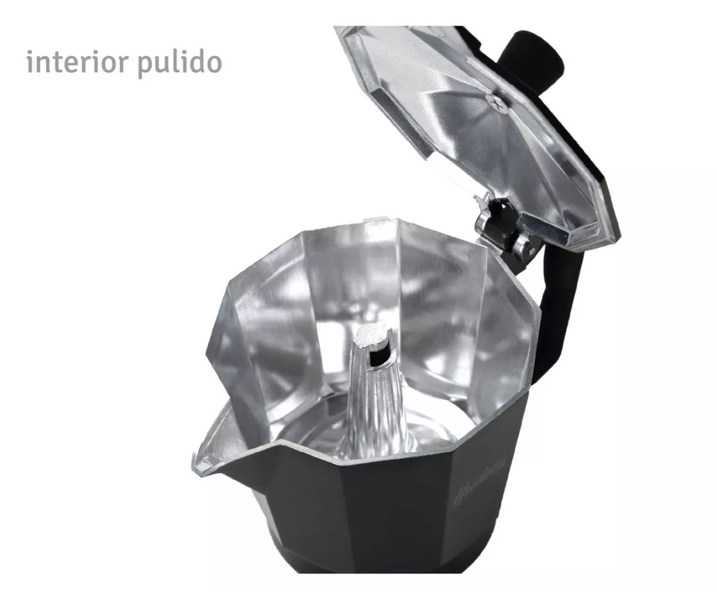CAFETERA HUDSON M011 DE ALUMINIO TOTAL BLACK ITALIANA INDUCCIÓN 9 TAZAS