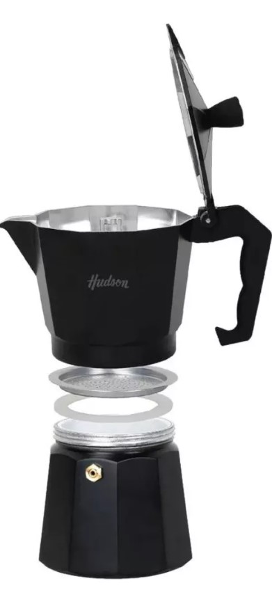 CAFETERA HUDSON M011 DE ALUMINIO TOTAL BLACK ITALIANA INDUCCIÓN 9 TAZAS