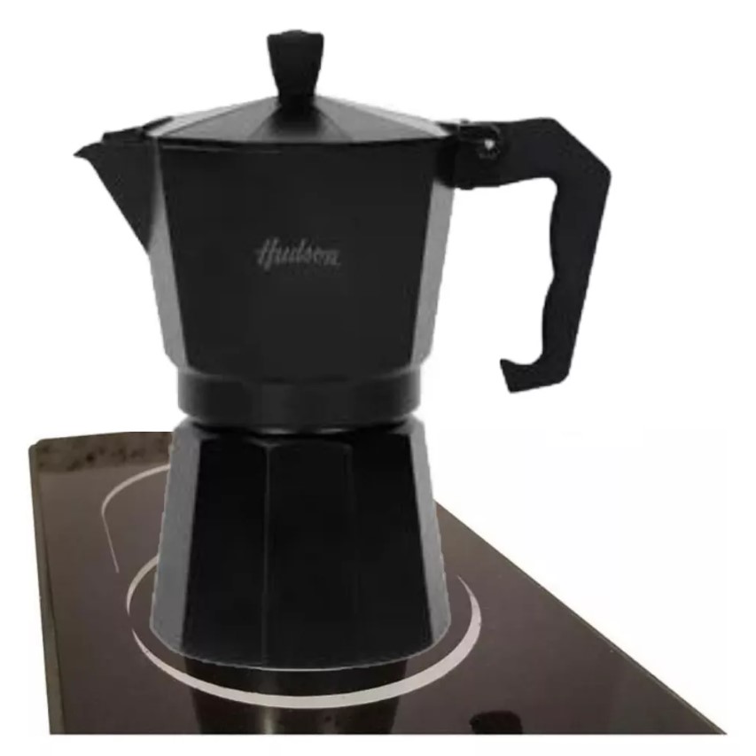 CAFETERA HUDSON M011 DE ALUMINIO TOTAL BLACK ITALIANA INDUCCIÓN 9 TAZAS