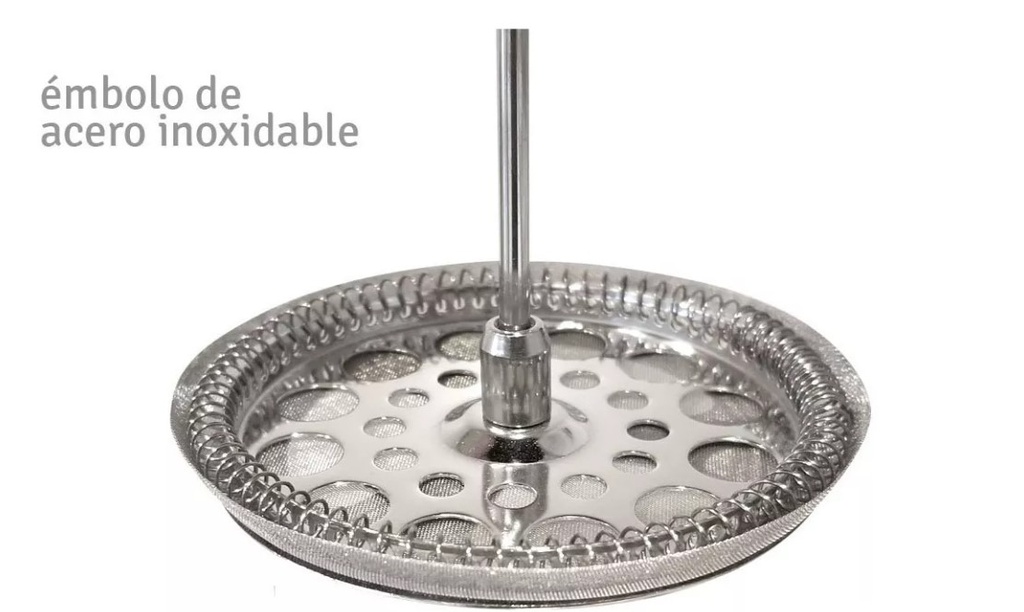 CAFETERA HUDSON FR08 VIDRIO Y AC INOX C/EMBOLO 800ML NEGRA