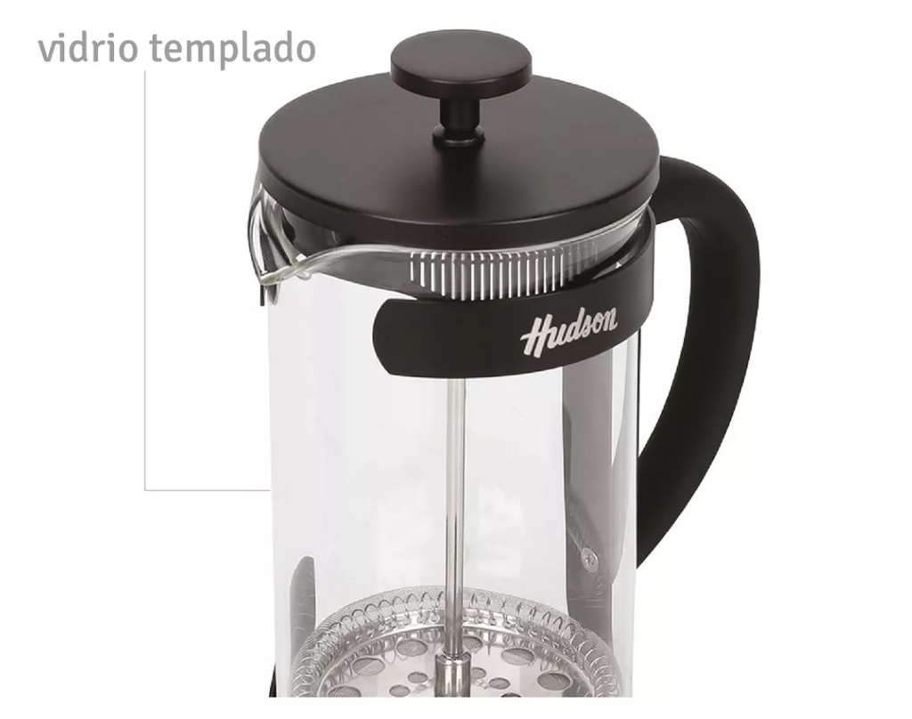 SET CAFETERA DE EMBOLO HUDSON CMSET80 C/2 VASOS TERMICOS NEGRA