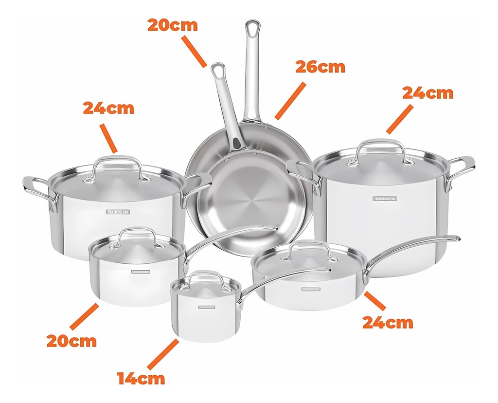 Bateria De Cocina Tramontina 65240/028 Grano De Ac. Inox. 7p