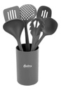Set De Siete Utensilios Hudson Ut48g Nylon Gris Osc C/holder