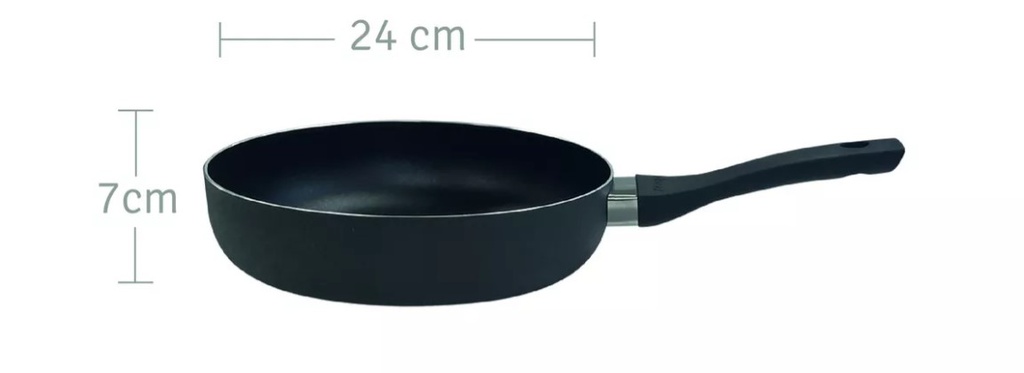 SARTEN HUDSON GHW1132SF DE ALUMINIO C/ANTIADHERENTE PROFUNDA 24CM NEGRA