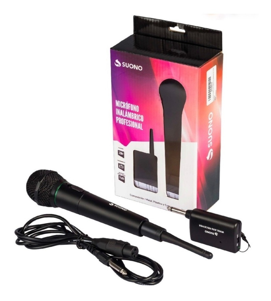 Micrófono Suono Profesional Inalámbrico Karaoke  Negro
