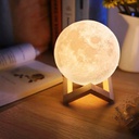 Lampara Velador Luna Suono 9  Colores 3d Con Control Remoto