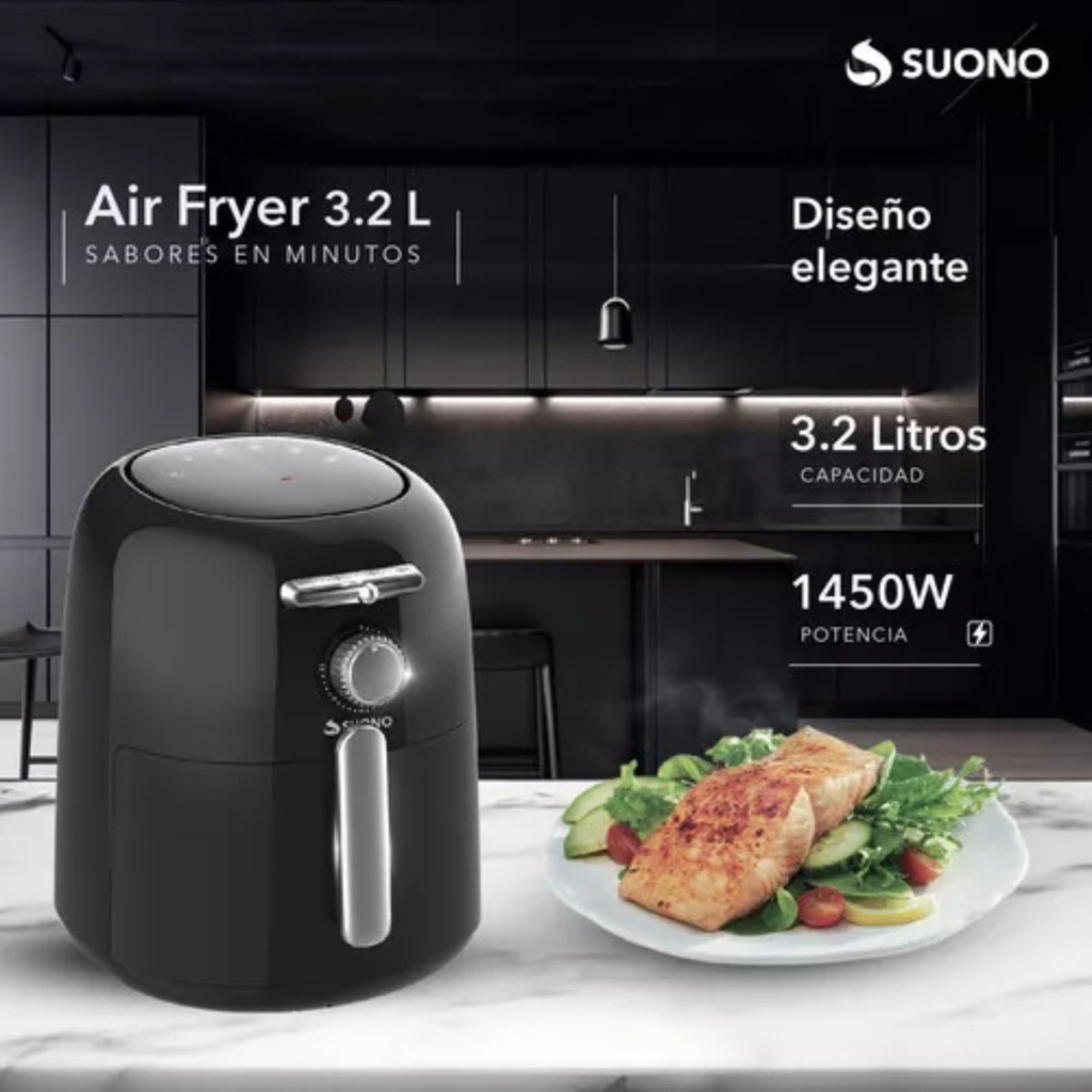 Freidora De Aire Suono Air Fryer Mecánico 3.2 L 1450w Negro