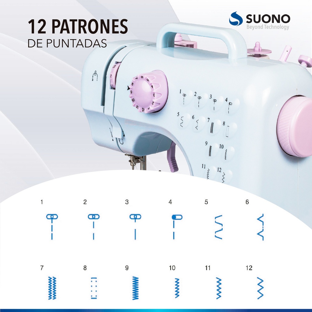 Maquina De Coser Multifuncional Suono Sm-505l  Blanco