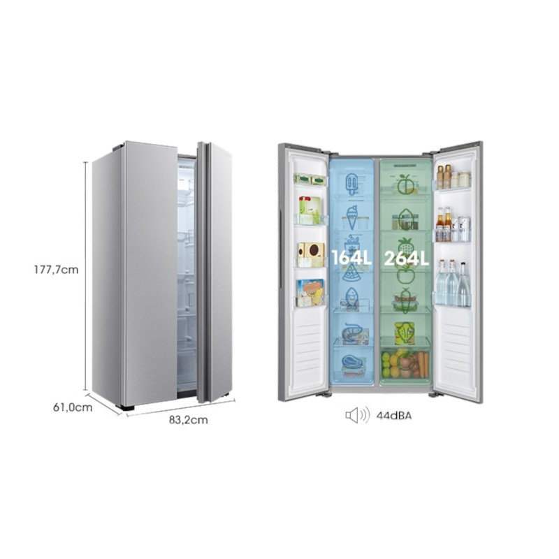 HELADERA HISENSE RS3N428NAD SIDE BY SIDE NO FROSTSILVER