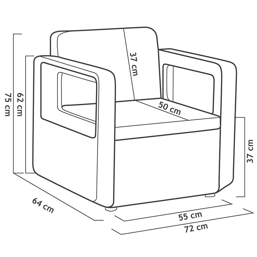 SET MUEBLE VENUS TETE A TETE SHAF BER55452 GRAFITO (2 SILLAS + 1 MESA)