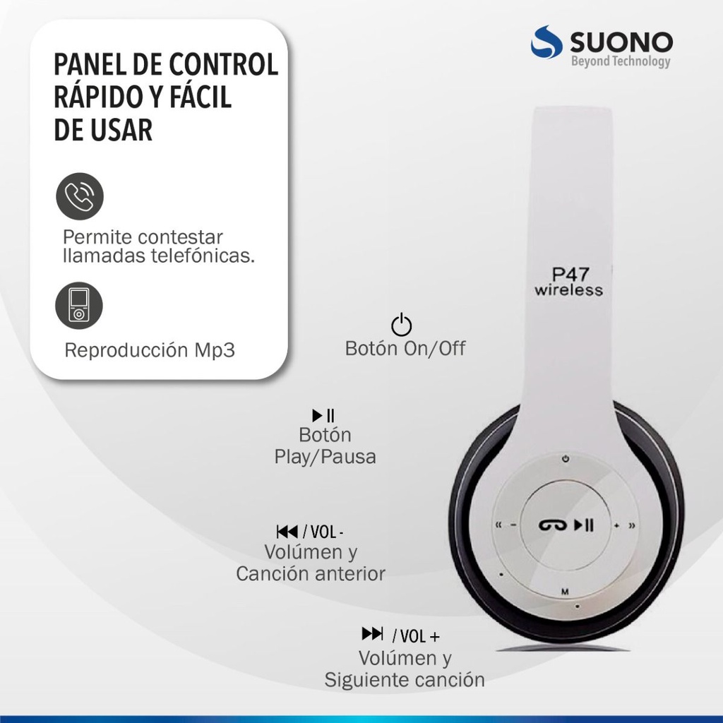 AURICULAR SUONO BT P47 AZUL INALAMBRICO