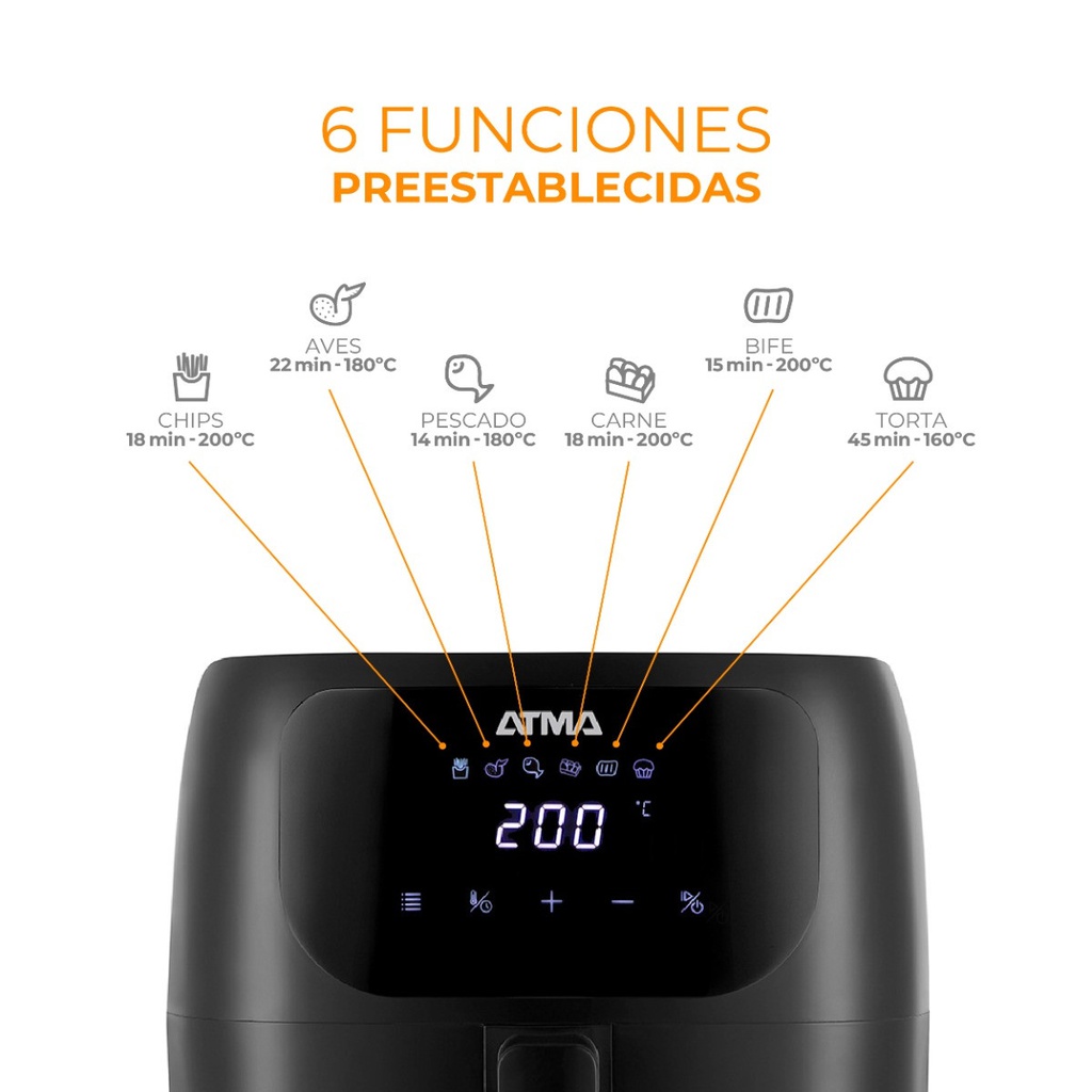 FREIDORA DE AIRE ATMA FR60ARBP 6.5L NEGRA