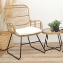 SET MUEBLE HANNA TRIBECA KD62/BE COLOR BEIGE (2 SILLONES + 1 MESA)