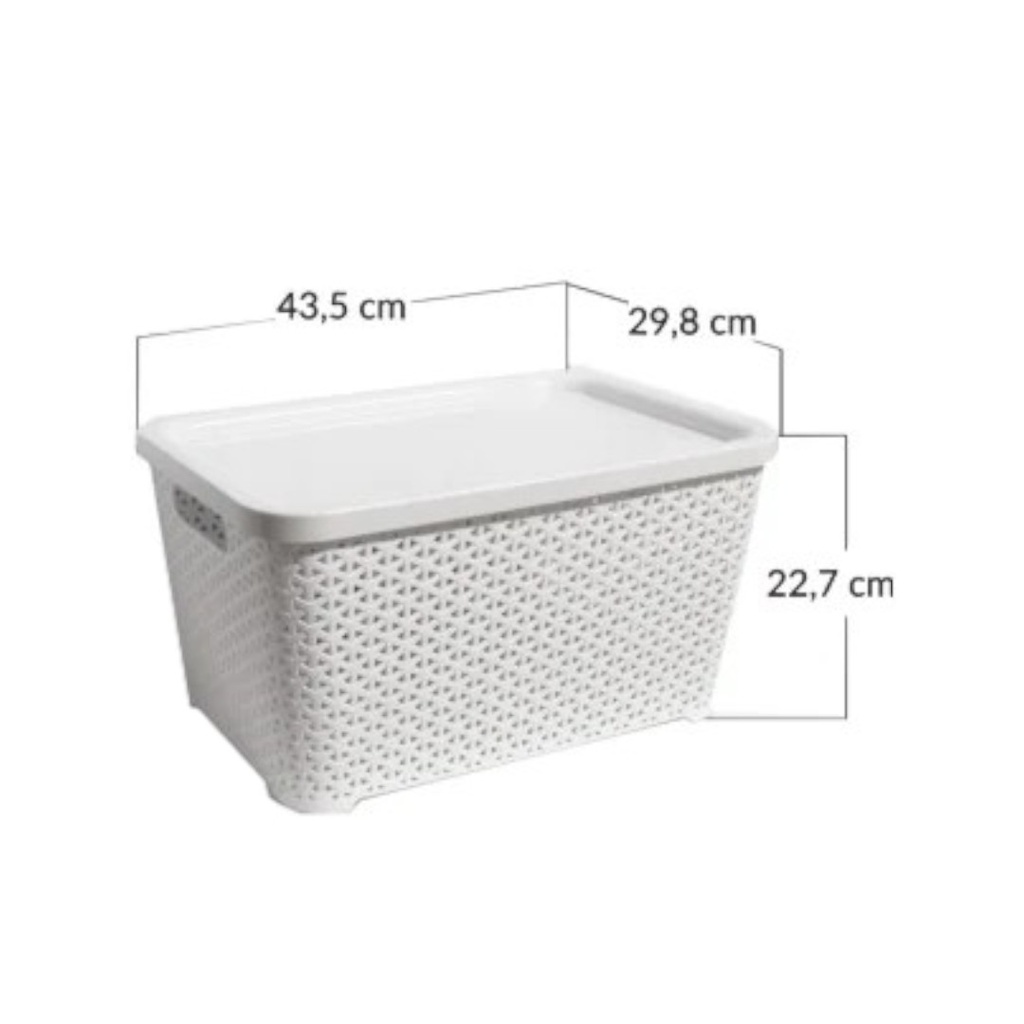 CESTO RATAN DEL PLASTIC COD.1954 RECTANGULAR MEDIANO C/TAPA