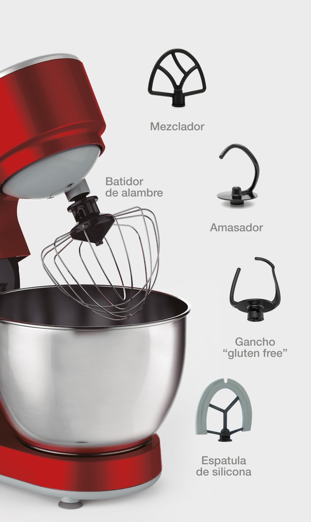 BATIDORA DE MESA PEABODY PE-BM102R ROJA 1000 W