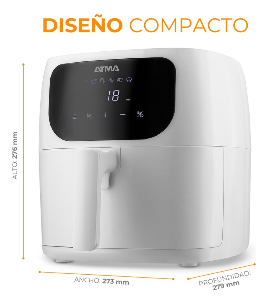 Freidora De Aire Digital Sin Aceite Atma Fr60ar 6,5l Blanco
